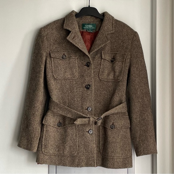 Ralph Lauren Jackets & Blazers - Lauren Ralph Lauren Vintage Brown 100% Lambswool Utility Jacket with Belt